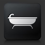 Black Square Button with Bathtub Icon