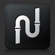 Black Square Button with Pipes Icon