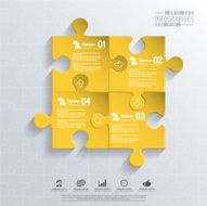 Abstract 3D puzzle infographic N35