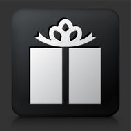 Black Square Button with Wrapped Present
