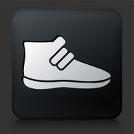 Black Square Button with Basketball Sneaker