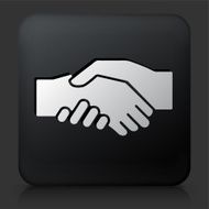 Black Square Button with Hand Shake Icon
