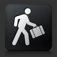 Black Square Button with Businessman Traveling