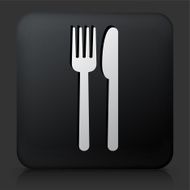 Black Square Button with Fork &amp; Knife icon
