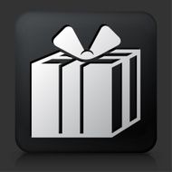 Black Square Button with Gift Box Icon N2