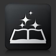 Black Square Button with Magic Book Icon