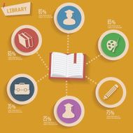 Library concept info graphic design yellow version N2