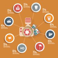 Camera and photography concept info graphic design