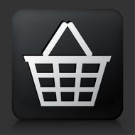 Black Square Button with Laundry Basket Icon