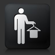 Black Square Button with Holding Clothes Hanger Icon