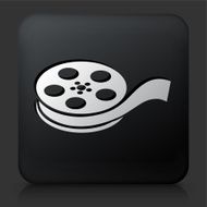 Black Square Button with Film Reel Icon N4