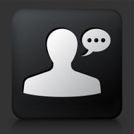 Black Square Button with Male Communication Head