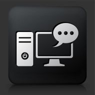 Black Square Button with Desktop Communication Icon