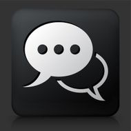 Black Square Button with Chat Bubble Icon N6