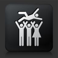 Black Square Button with Celebration Group Icon