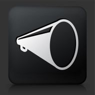 Black Square Button with Film Megaphone Icon