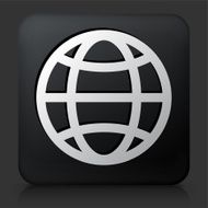 Black Square Button with Globe N4