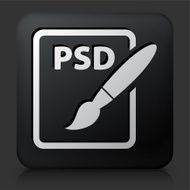 Black Square Button with PSD Document