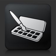 Black Square Button with Brush &amp; Paints