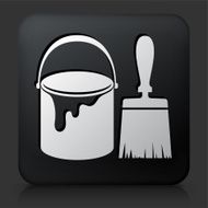 Black Square Button with Paint Bucket &amp; Brush