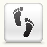 White Square Button with Foot Prints Icon