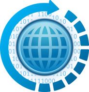 information technology world or globe with cycle arrow