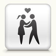 White Square Button with Loving Couple Icon