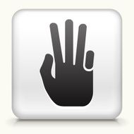 White Square Button with Three Fingers Icon