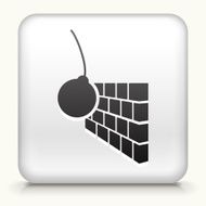White Square Button with Demolition Icon