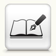 White Square Button with Notebook &amp; Pen Icon
