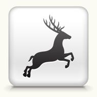 White Square Button with Deer