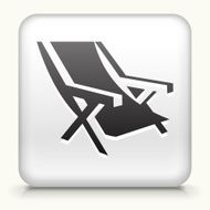 White Square Button with Beach Chair Icon