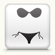 White Square Button with Bikini Icon