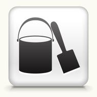 White Square Button with Sand Bucket &amp; Shovel