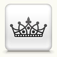 White Square Button with Crown Icon N3