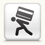 White Square Button with Carrying Credit Card Icon