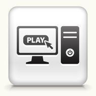 White Square Button with Computer and Video Games