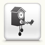 White Square Button with Bird Clock Icon