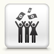 White Square Button with Dollar Bills Icon