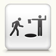 White Square Button with Open Manhole