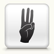 White Square Button with Three Fingers Icon N2