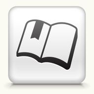 White Square Button with Book &amp; Bookmark N2