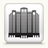 White Square Button with Building Icon N3