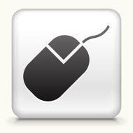 White Square Button with Computer Mouse Icon N3