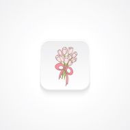 Modern Flat Rounded Square icon With Shadow And Wedding Bouquet