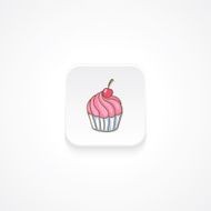 Modern Flat Rounded Square icon With Shadow And Cupcake N2