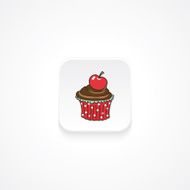 Modern Flat Rounded Square icon With Shadow And Cupcake N3