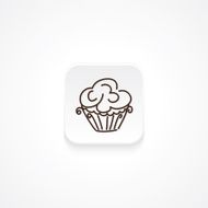 Modern Flat Rounded Square icon With Shadow And Cupcake N4