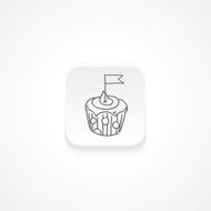 Modern Flat Rounded Square icon With Shadow And Cupcake N5