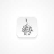 Modern Flat Rounded Square icon With Shadow And Cupcake N6